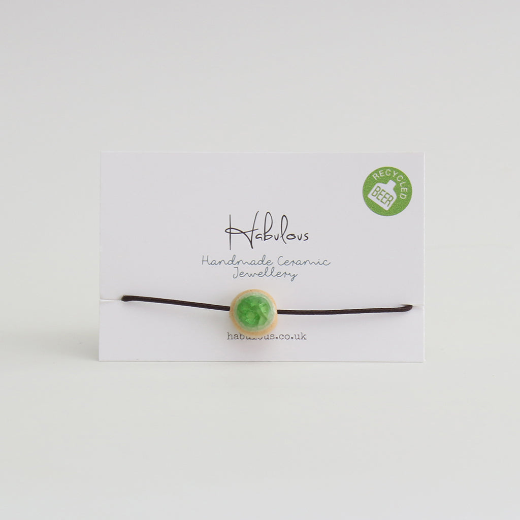 Recycled Beer Bottle Emerald Bracelet - Habulous