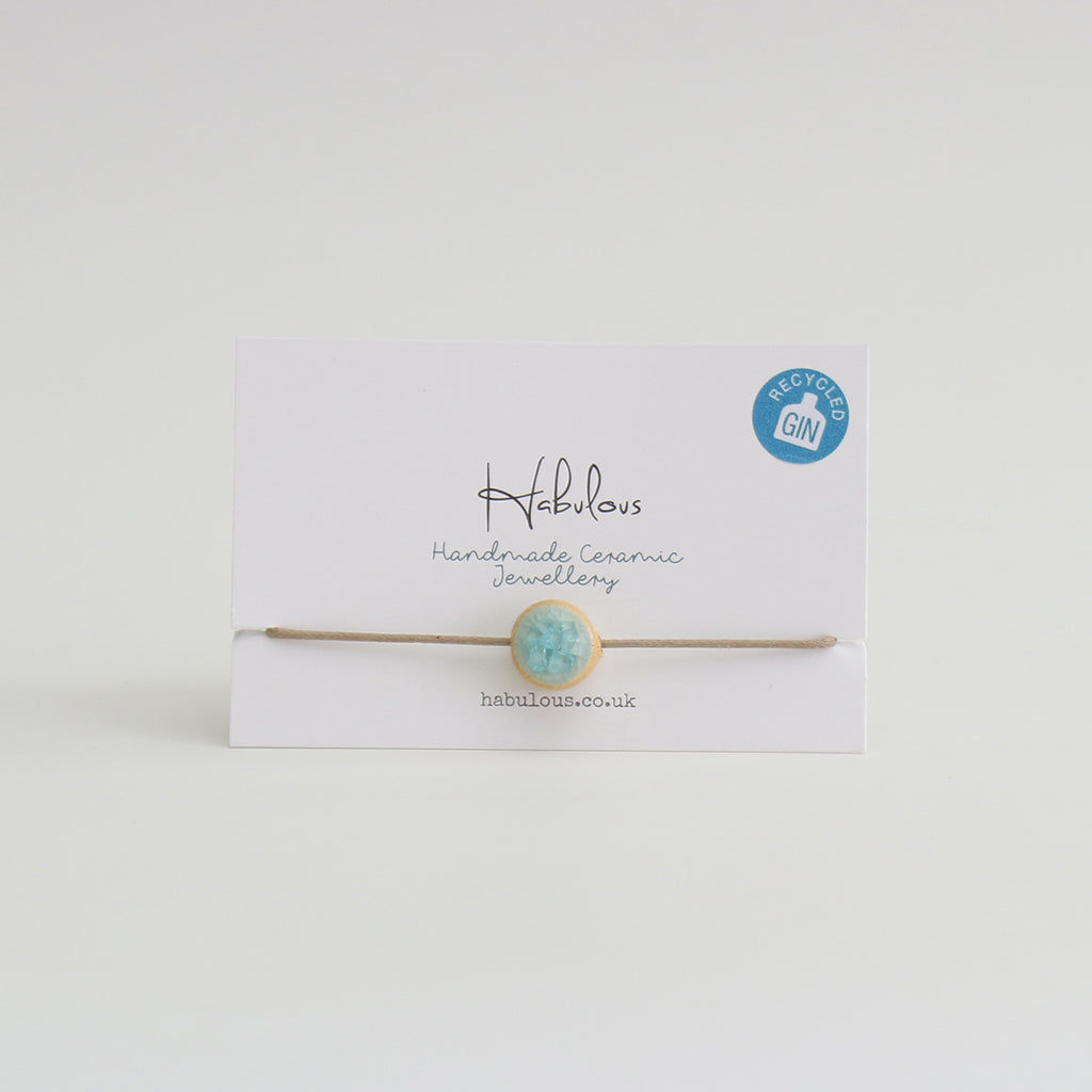 Recycled Gin Bottle Aqua Bracelet - Habulous