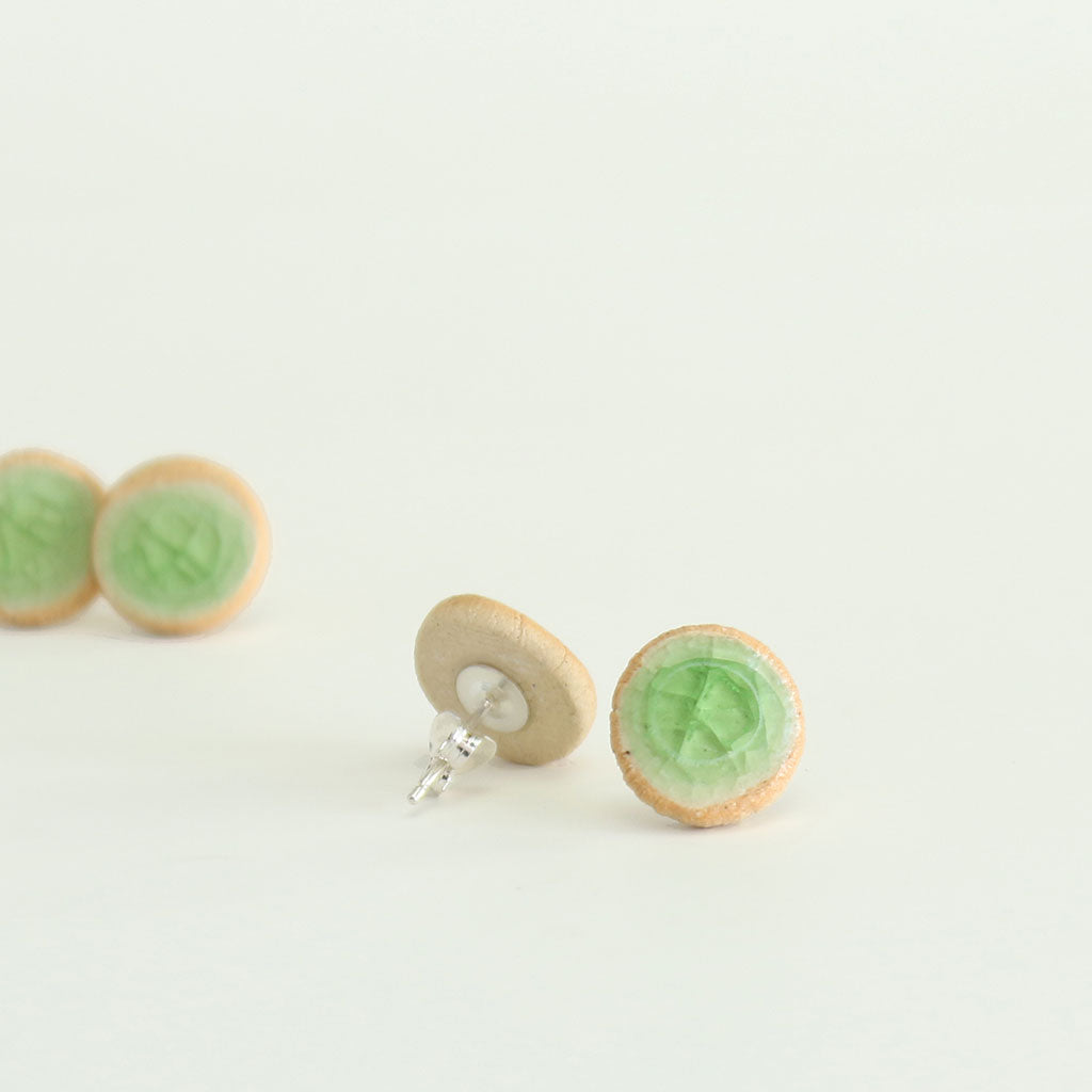 Recycled Beer Bottle Emerald Stud Earrings - Habulous