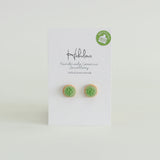 Recycled Beer Bottle Emerald Stud Earrings - Habulous