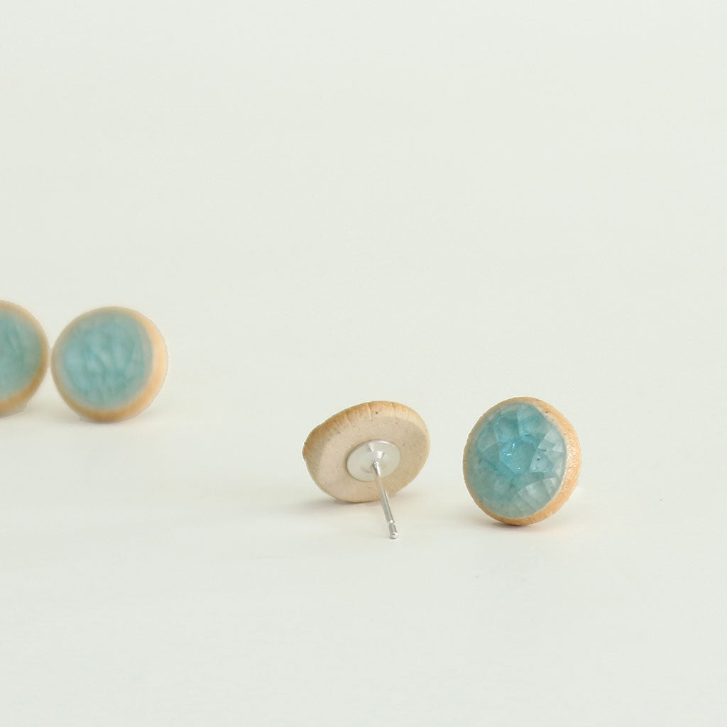 Recycled Gin Bottle Aqua Stud Earrings - Habulous