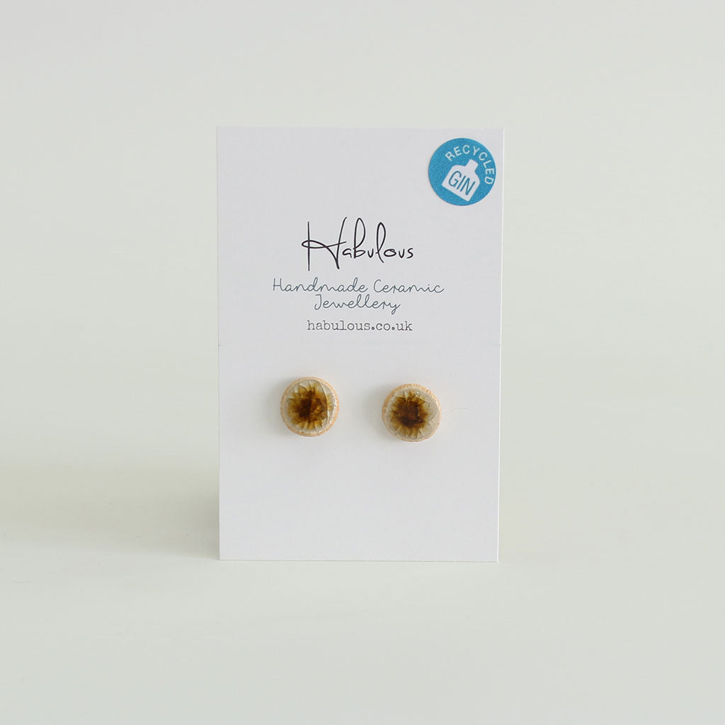 Recycled Gin Bottle Treacle Stud Earrings - Habulous