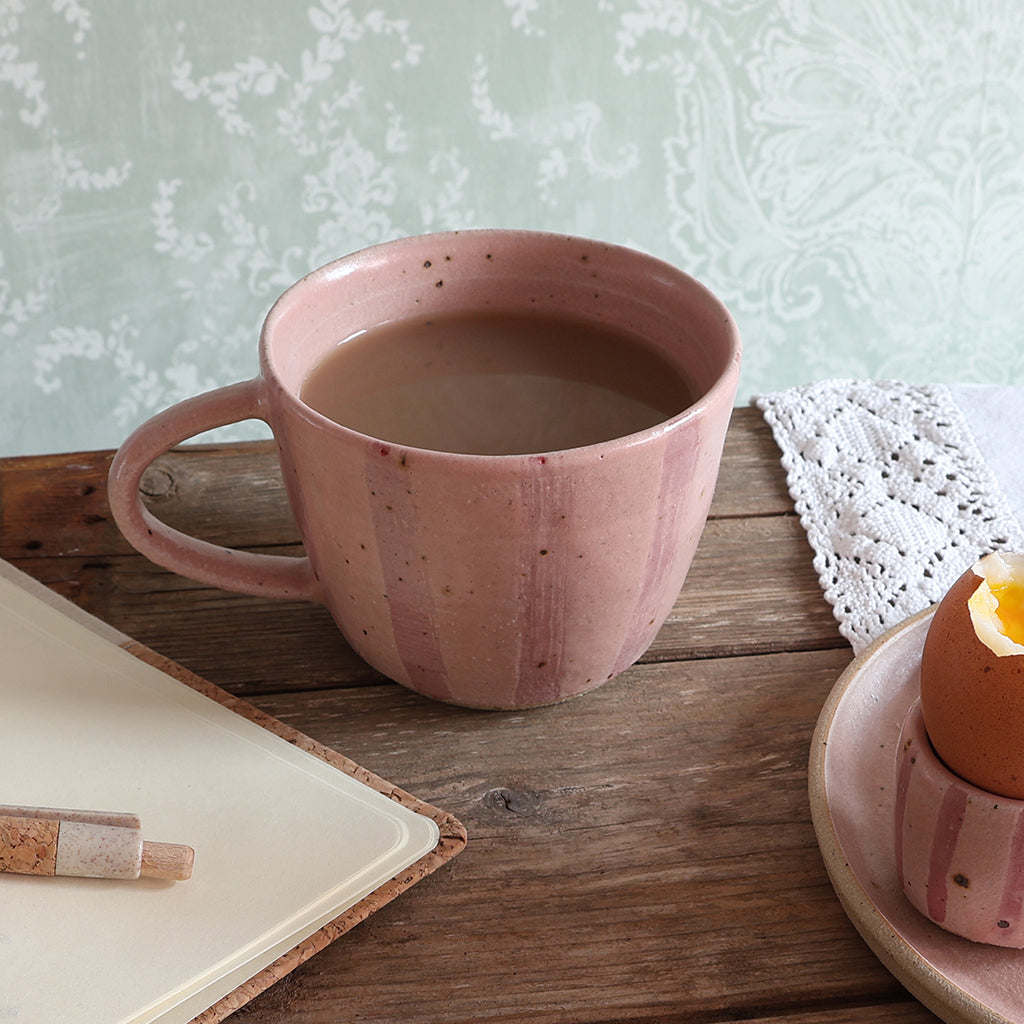Pink Stripe Handmade Stoneware Mug