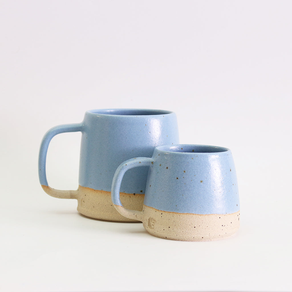cornflower blue small mug and large mug
