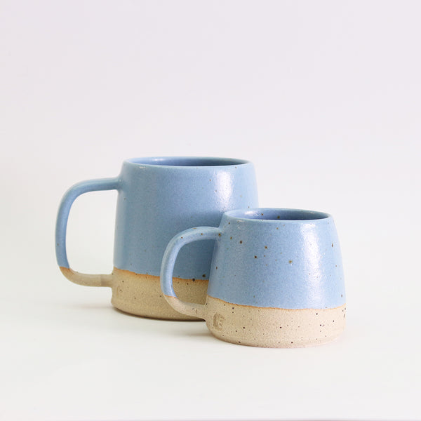 cornflower blue small mug and large mug