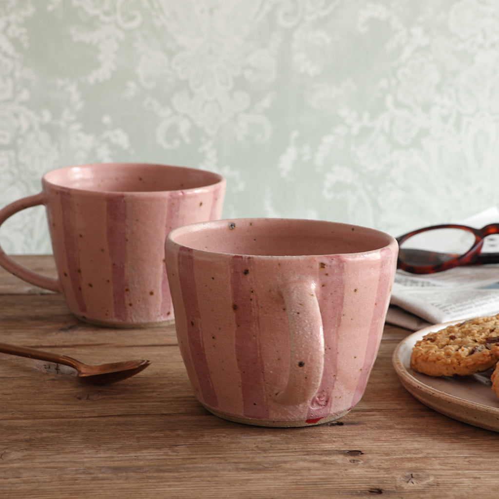 Pink Stripe Handmade Stoneware Mug
