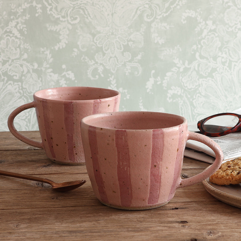Pink Stripe Handmade Stoneware Mug