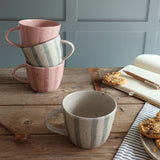 Pink Stripe Handmade Stoneware Mug