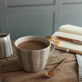 White and Blue Stripe Handmade Stoneware Mug