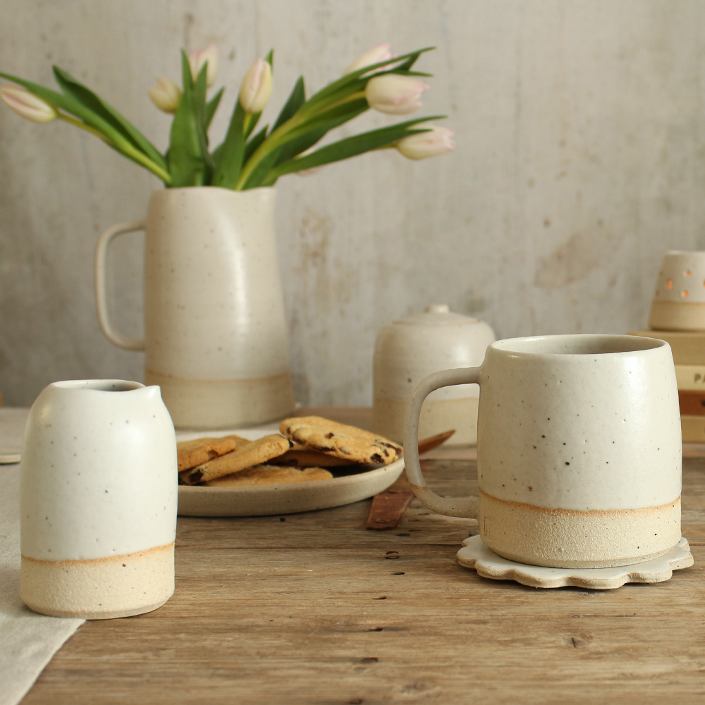 Off-White Milk Jug Stoneware