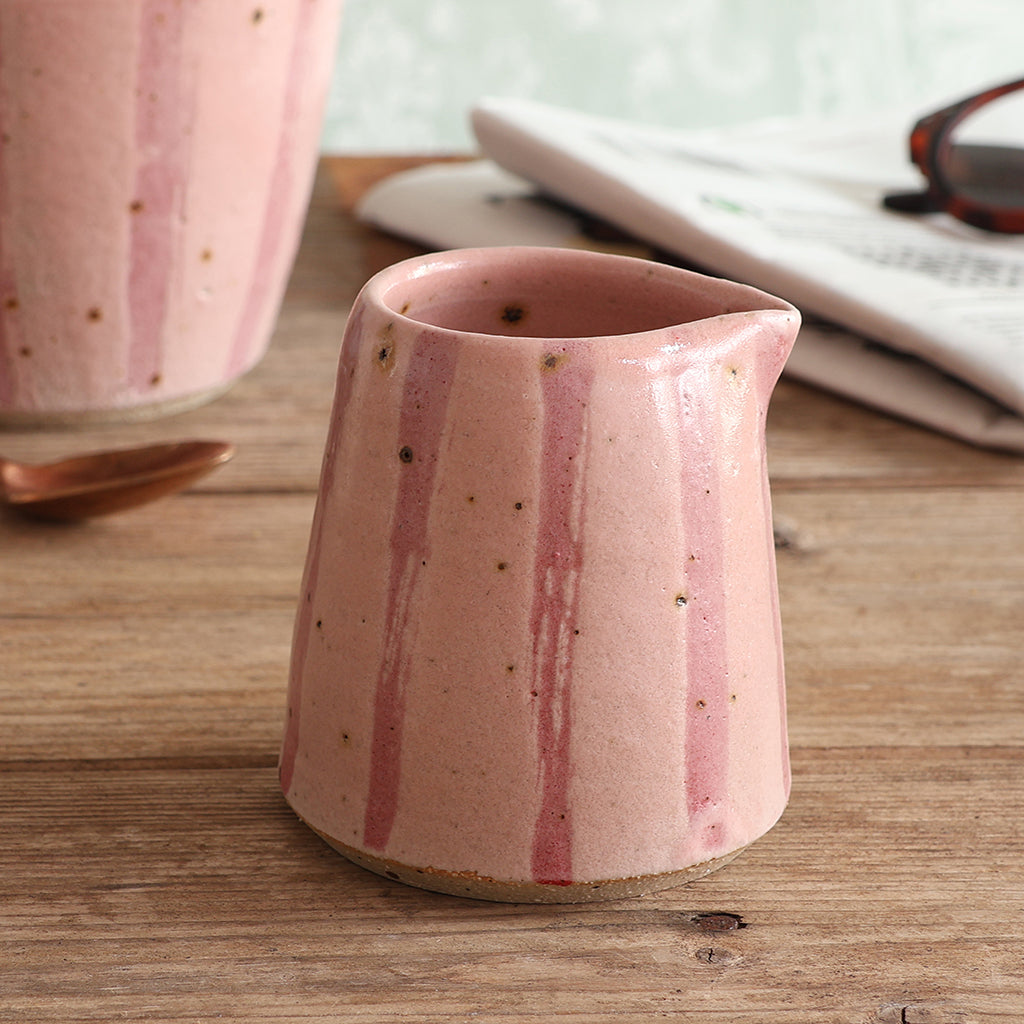 Pink Stripe Handmade Stoneware Small Jug