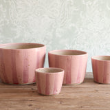 Pink Stripe Handmade Stoneware Medium Plant Pot