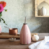 Pink Stripe Handmade Stoneware Oil Pourer