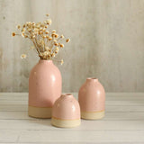 3 pastel pink vases set