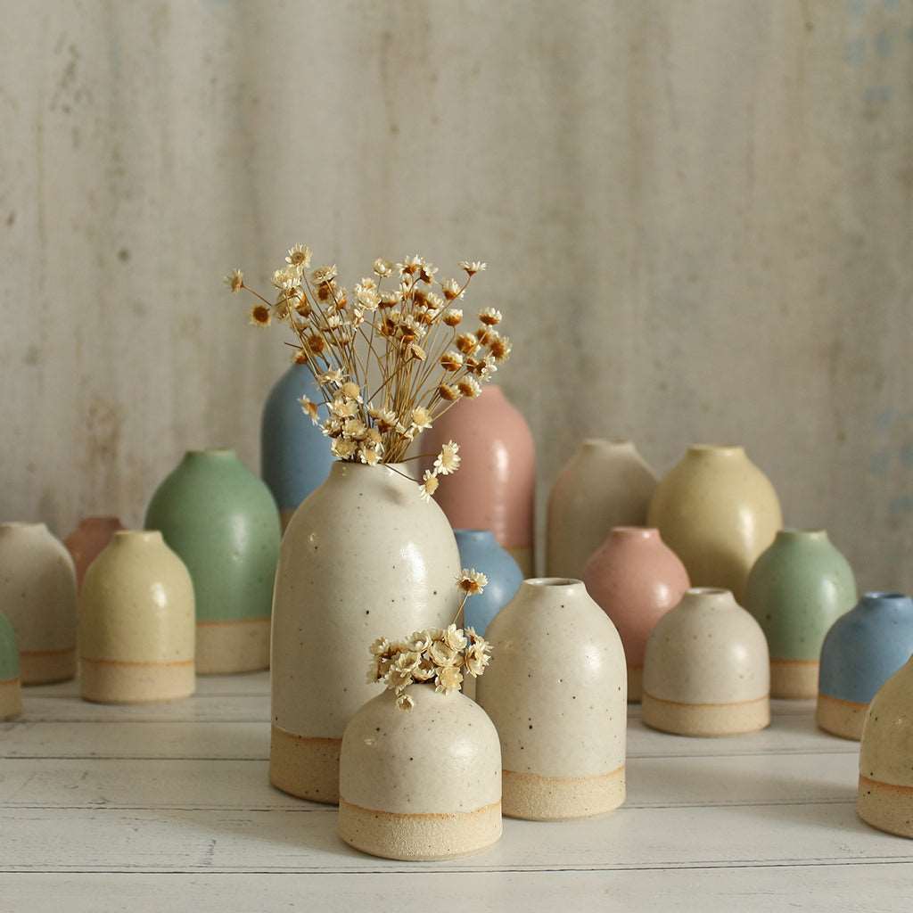 Stoneware pastel glazed bud vases