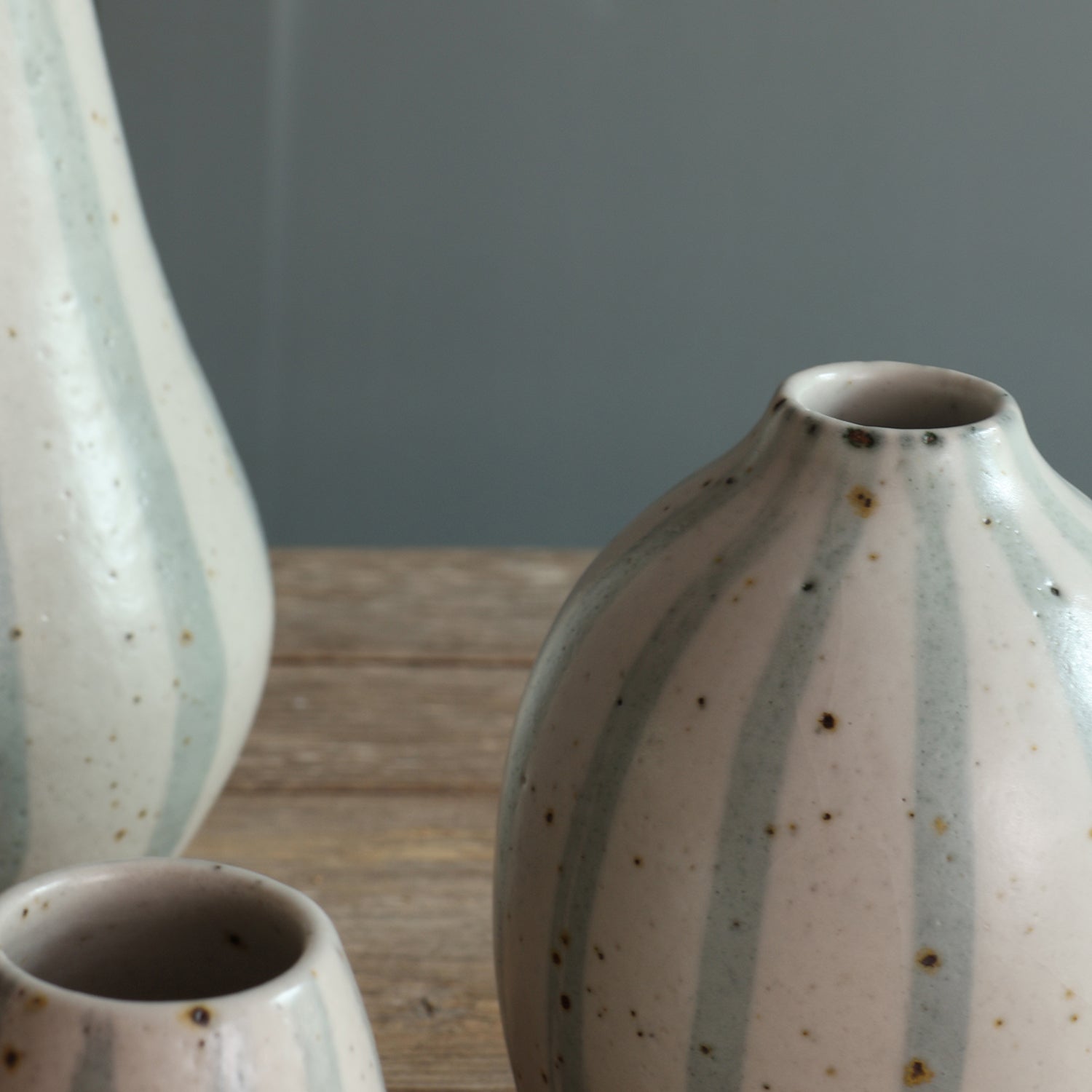 White and Blue Stripe Handmade Stoneware Mug