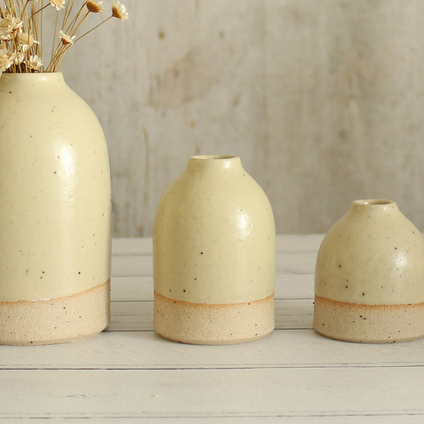 Light Yellow Small Bud Vase Stoneware
