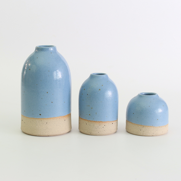 Bud Vases Cornflower Blue Stoneware