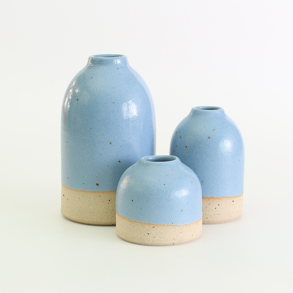 Bud Vases Cornflower Blue Stoneware