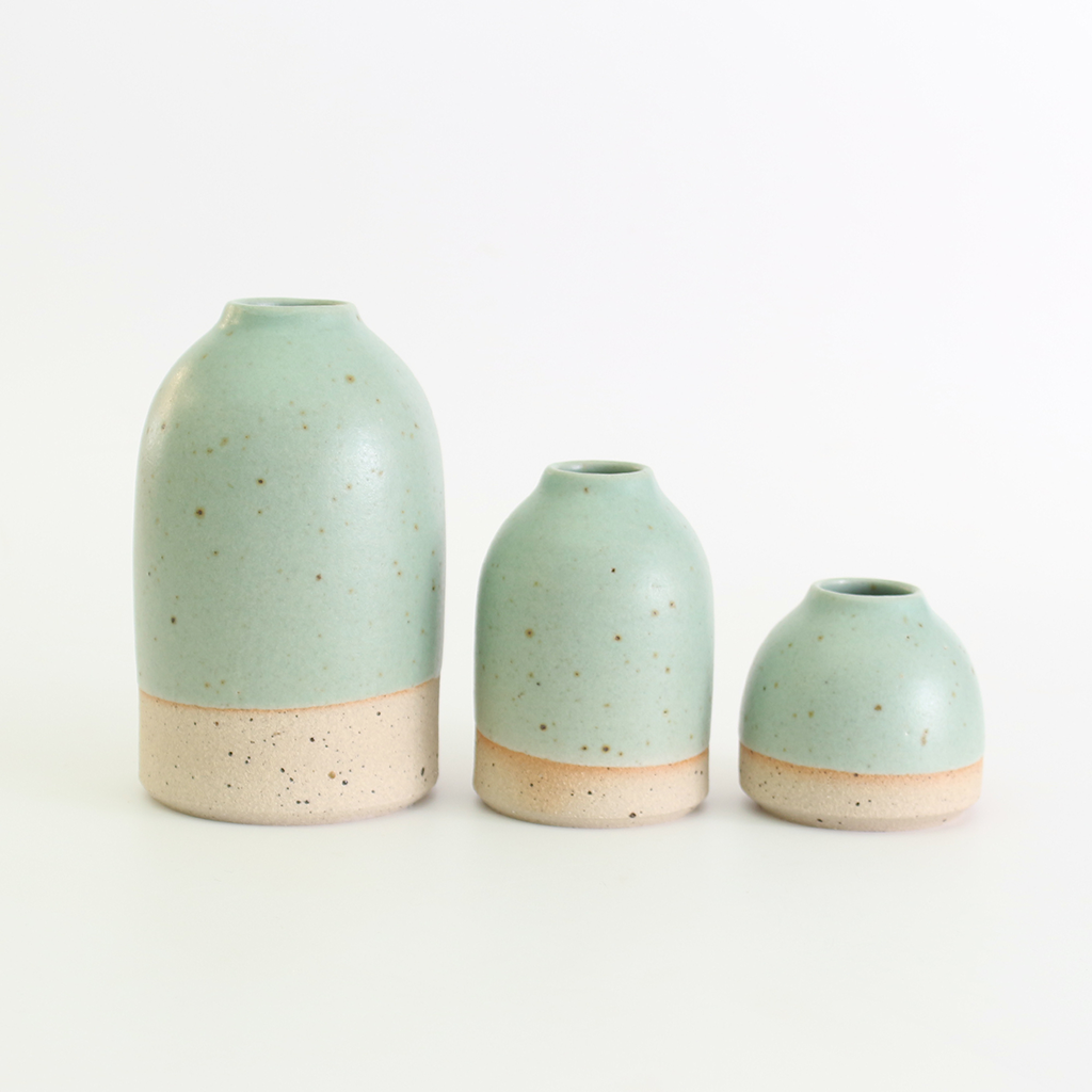 Bud Vases Mint Green Stoneware