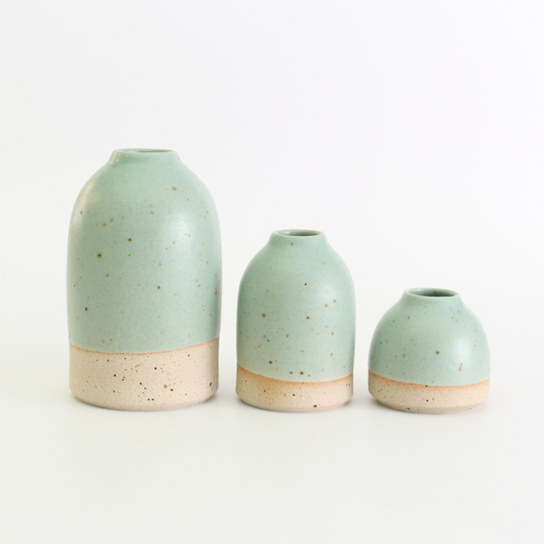 Bud Vases Mint Green Stoneware