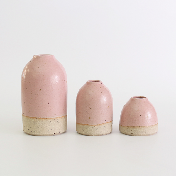 Bud Vases Pale Pink Stoneware