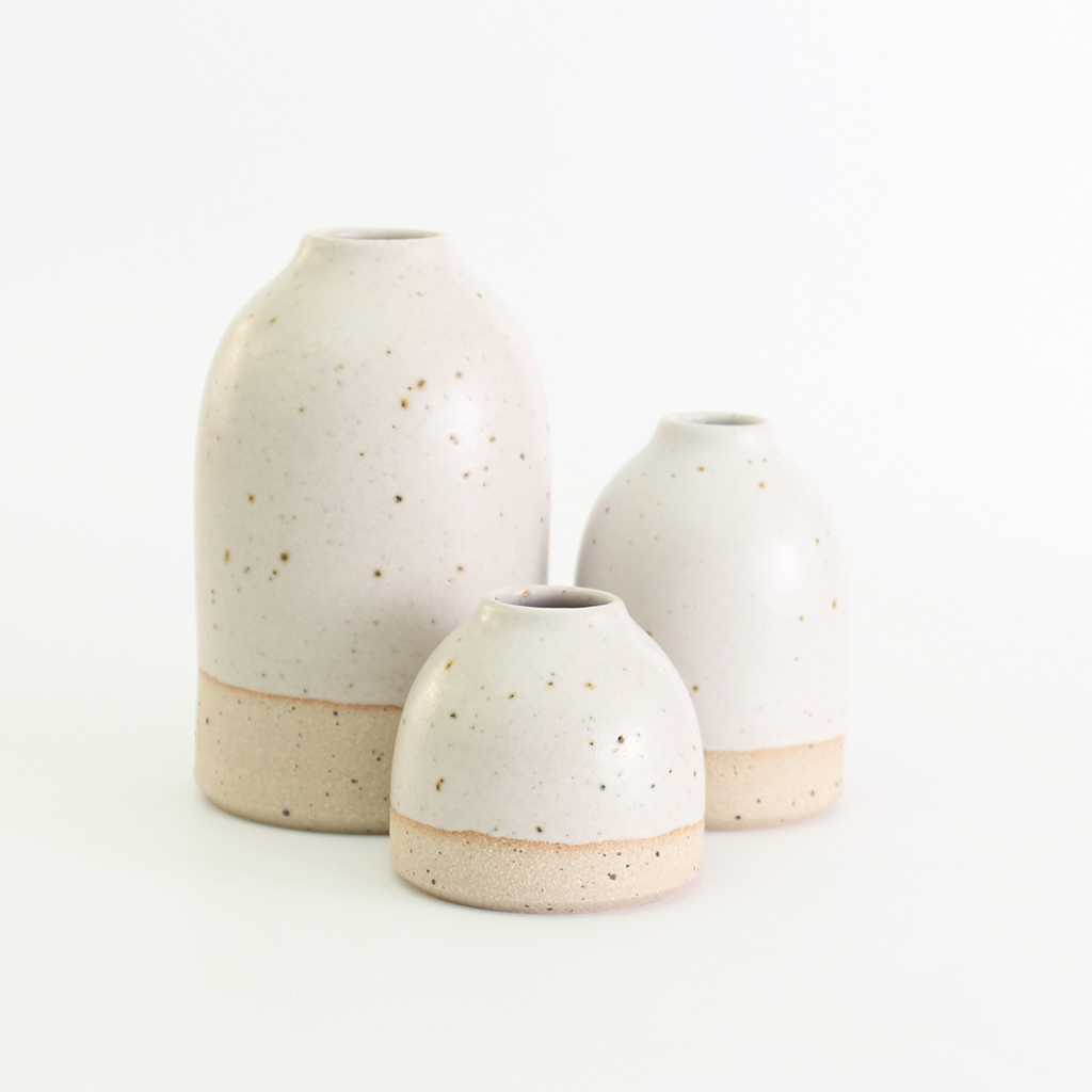 Bud Vases Off-White Stoneware