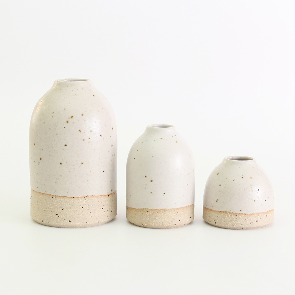 Bud Vases Off-White Stoneware