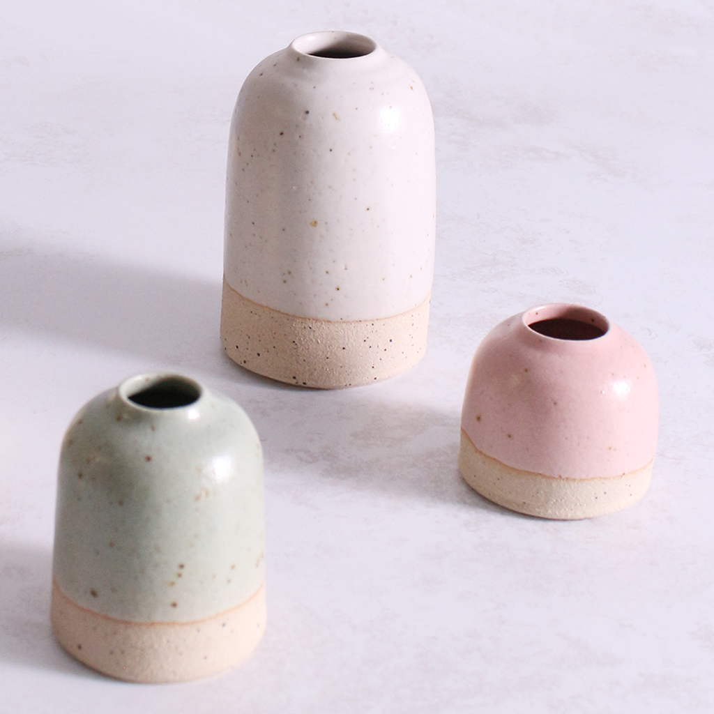 Pale Pink Mini Bud Vase Stoneware