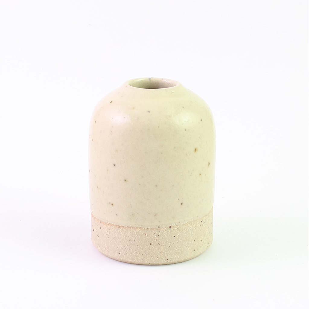 Bud Vases Light Yellow Stoneware