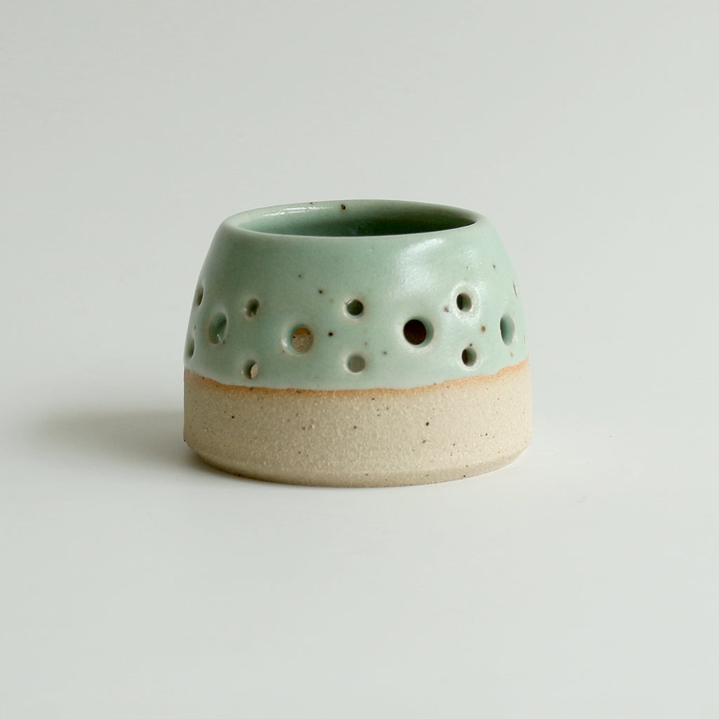 Mint green ceramic tealight candle holder