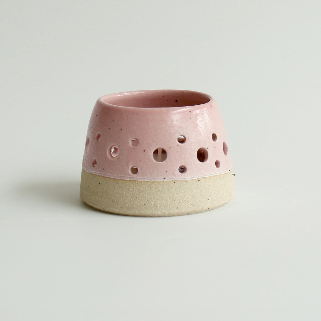 Pale Pink Tealight Candle Holder Stoneware