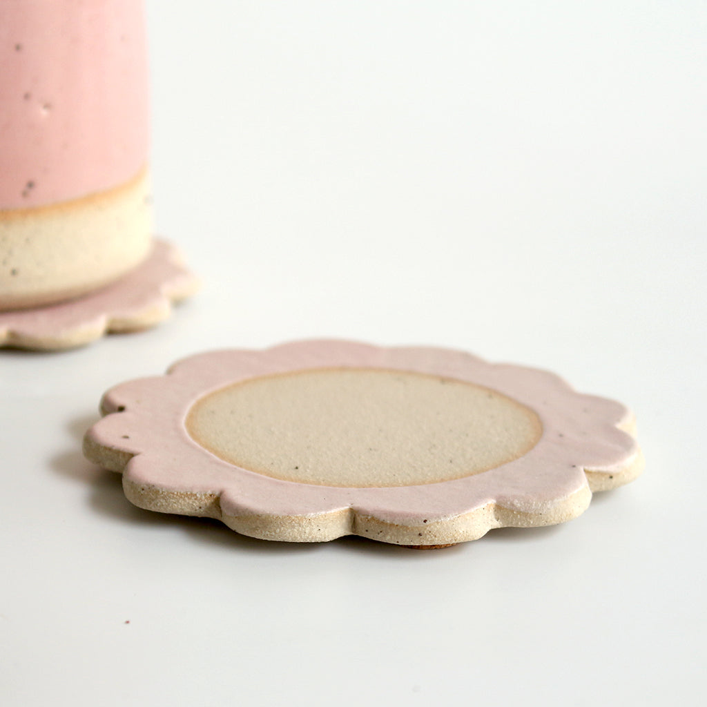 Pale Pink Flower Coaster Stone - Habulous