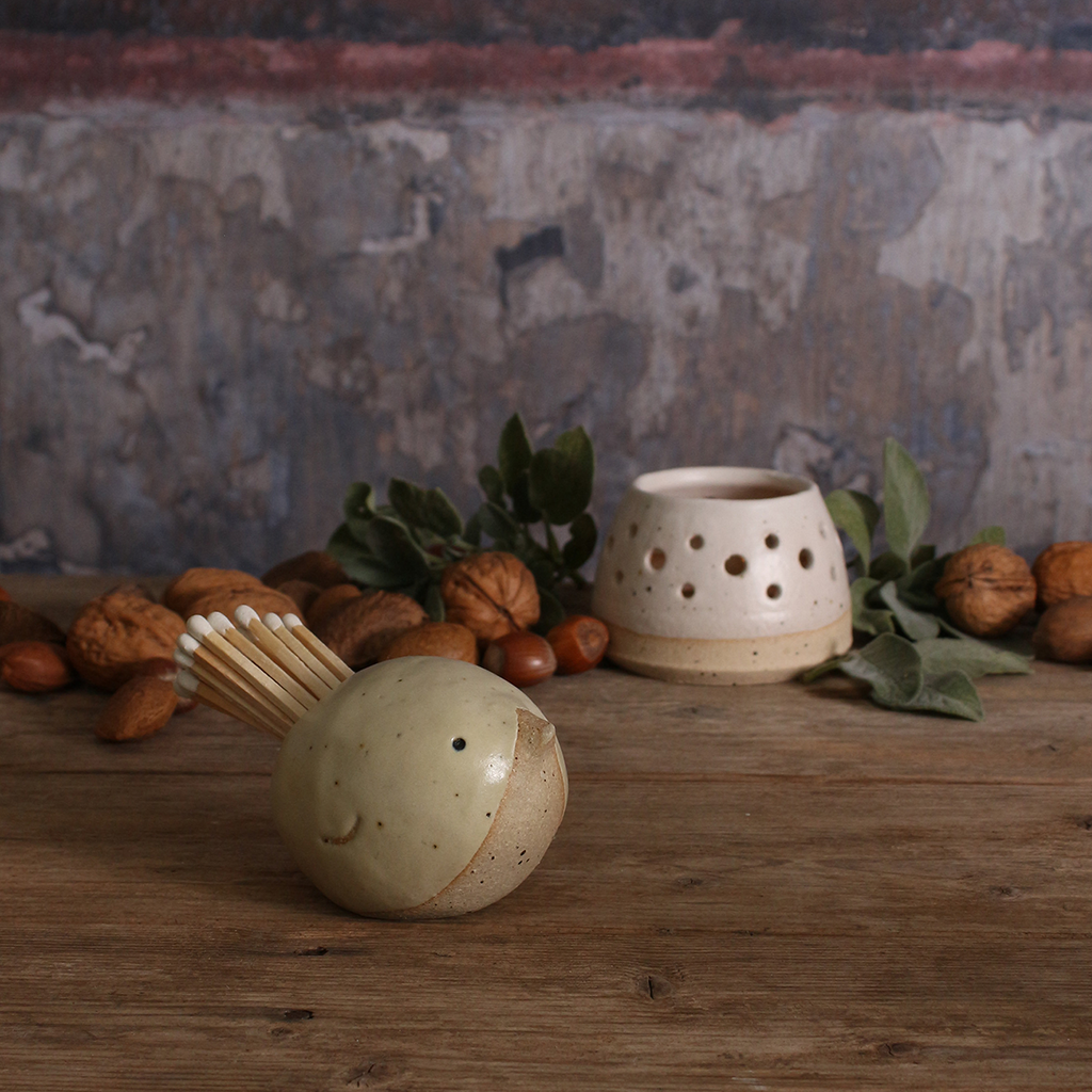 Bird Match Holder Pot Light Yellow