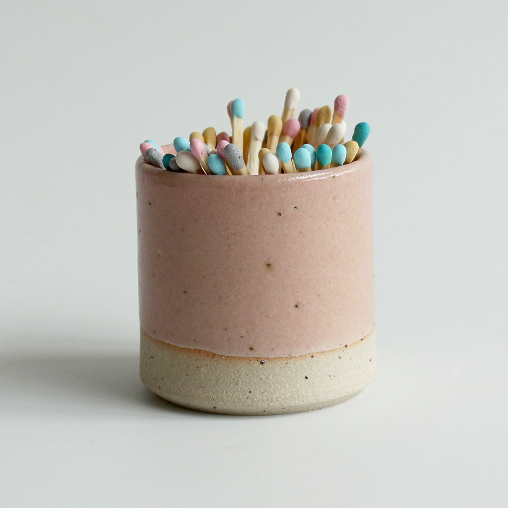 Pale Pink match pot with pastel matches