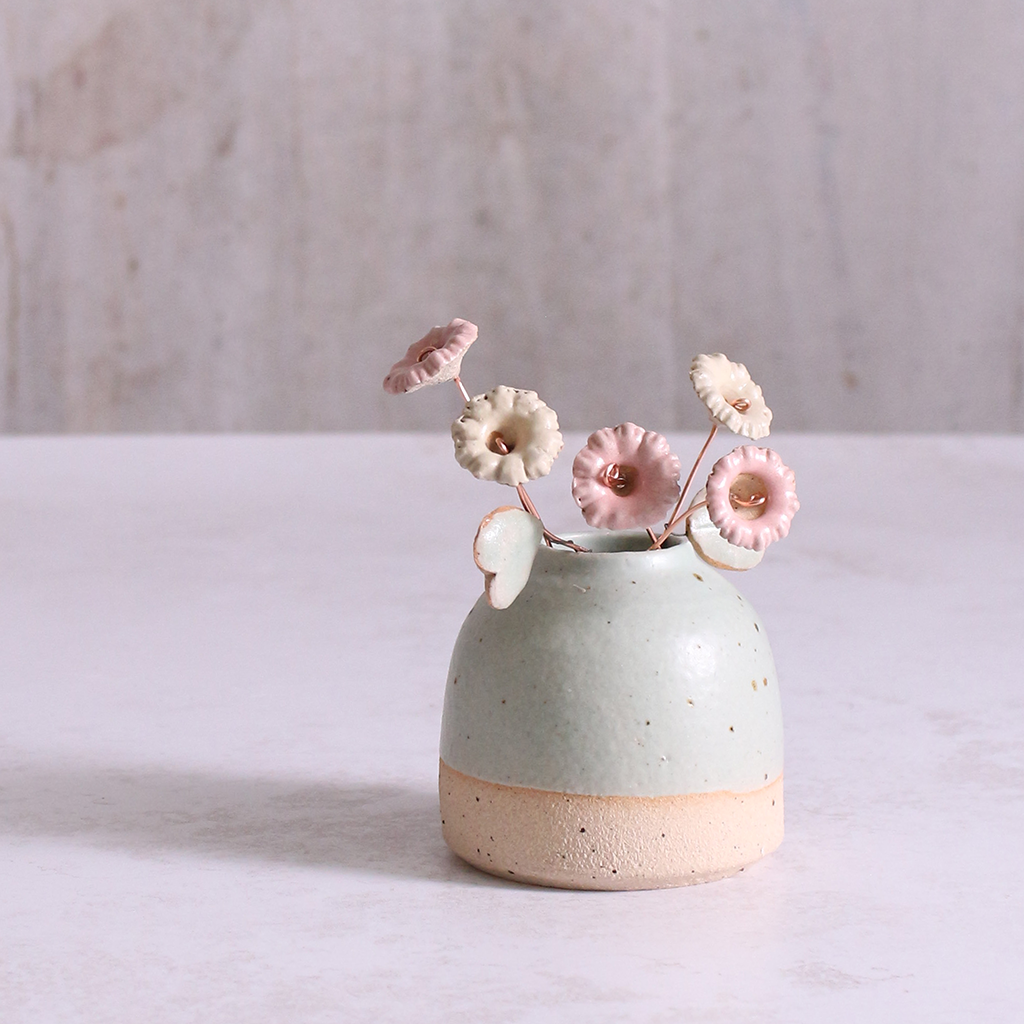 Mint Green Mini Bud Vase Stoneware