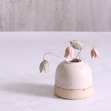 Pastel drop flower stems displayed in a handcrafted speckled vase – artisan home décor by Habulous.