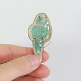 small ceramic and glass aqua blue budgie plant decoration