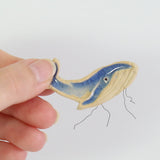 small ceramic and glass dark blue whale plant decoration