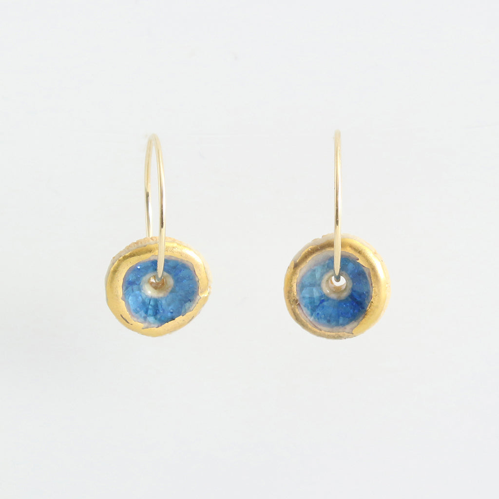 Blue Pool Gold Fill Small Hoops - Habulous