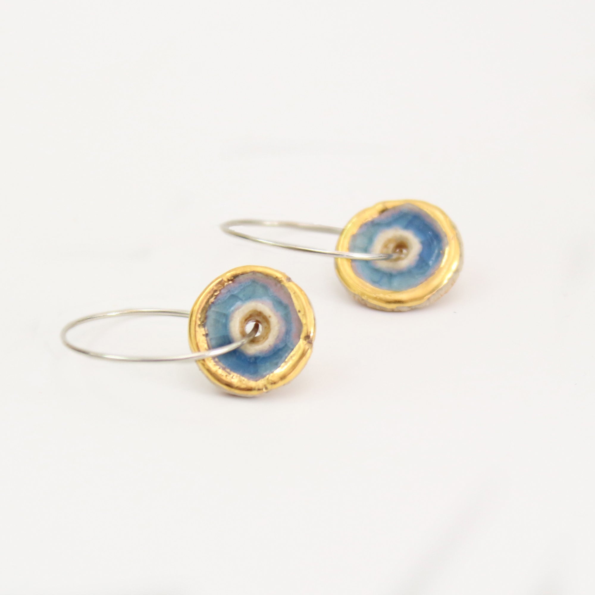 Blue Pool Sterling Silver Large Hoops - Habulous