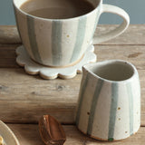 White and Blue Stripe Handmade Stoneware Small Jug