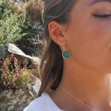 Boucles d'oreilles pendantes ovales lagon turquoise émeraude