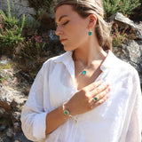 Boucles d'oreilles pendantes ovales lagon turquoise émeraude