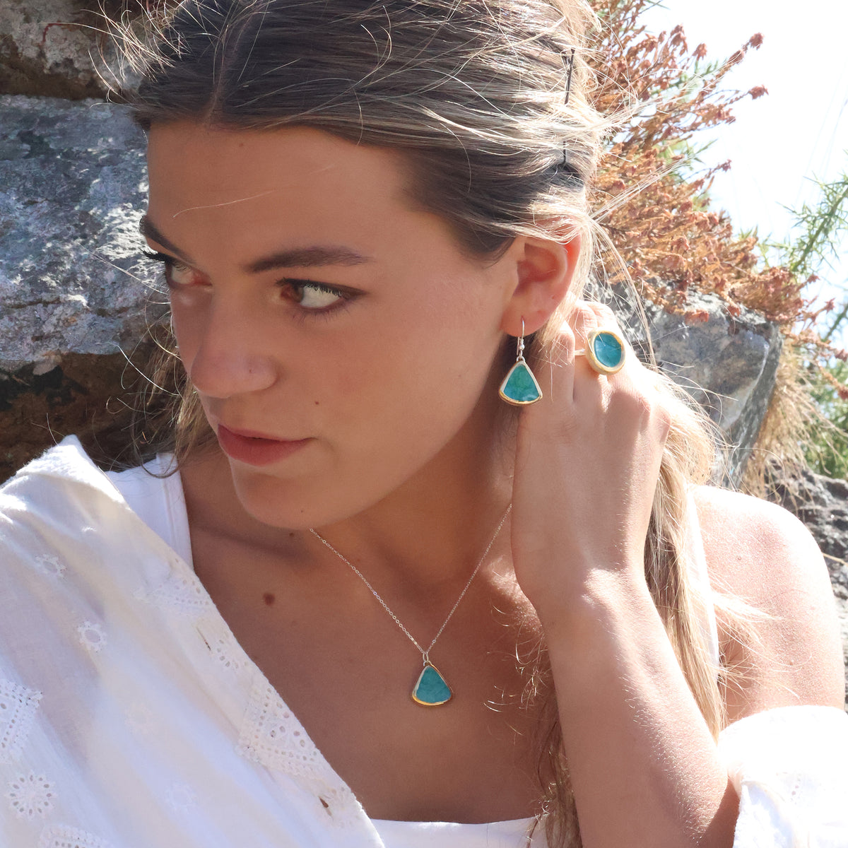 Boucles d'oreilles pendantes récif bleu