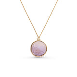 Necklace with a pink purple pendant on a white background