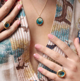 Ocean Large Pendant - Ceramic, Glass & Gold