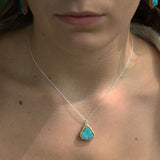Emerald Turquoise Lagoon Teardrop Sterling Silver Pendant - Habulous