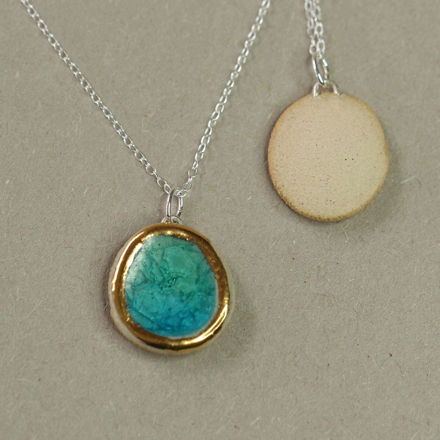 Emerald Turquoise Lagoon Oval Sterling Silver Pendant - Habulous