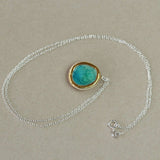 Emerald Turquoise Lagoon Oval Sterling Silver Pendant - Habulous